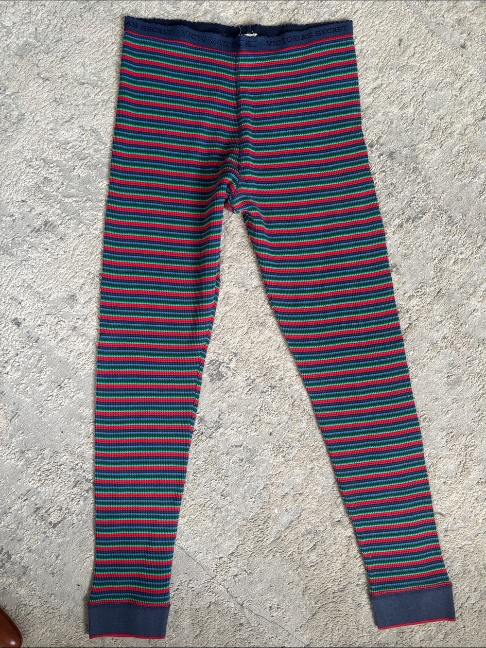 90s Y2K Victoria's Secret Striped Leggings - Navy, Red, Green
